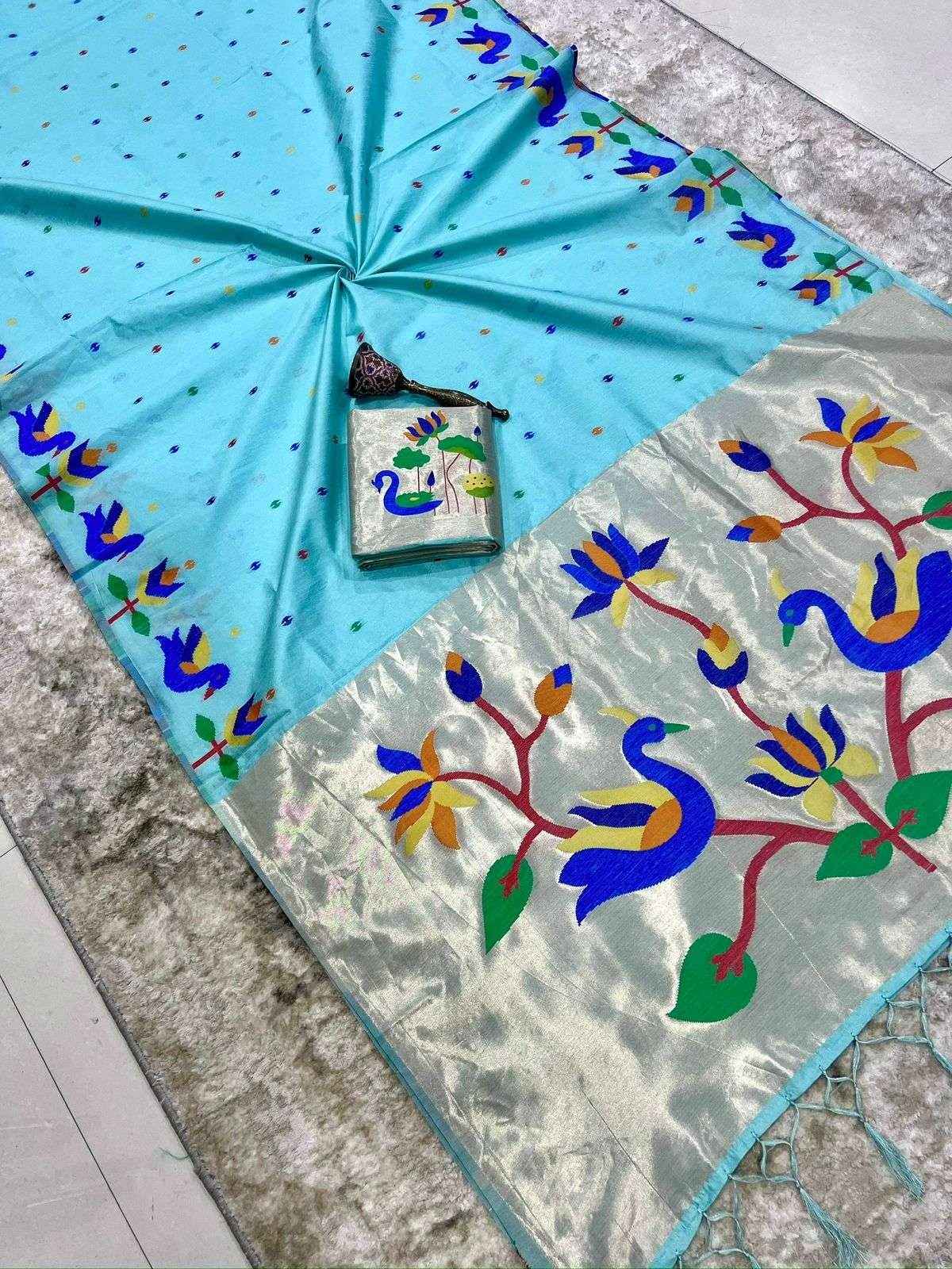 KHADI RAW SILK MINAKARI ZARI WEAVING SAREE AT WHOLESALE PRICE  