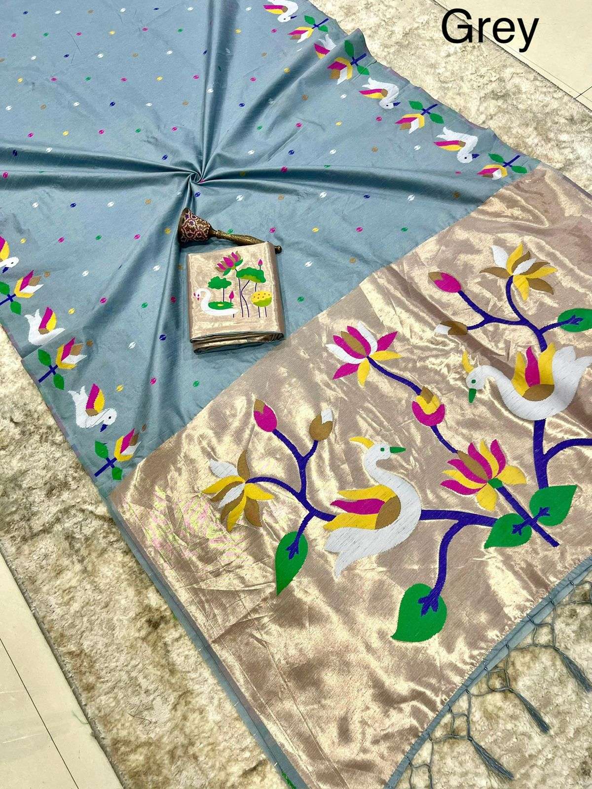 KHADI RAW SILK MINAKARI ZARI WEAVING SAREE AT WHOLESALE PRICE  