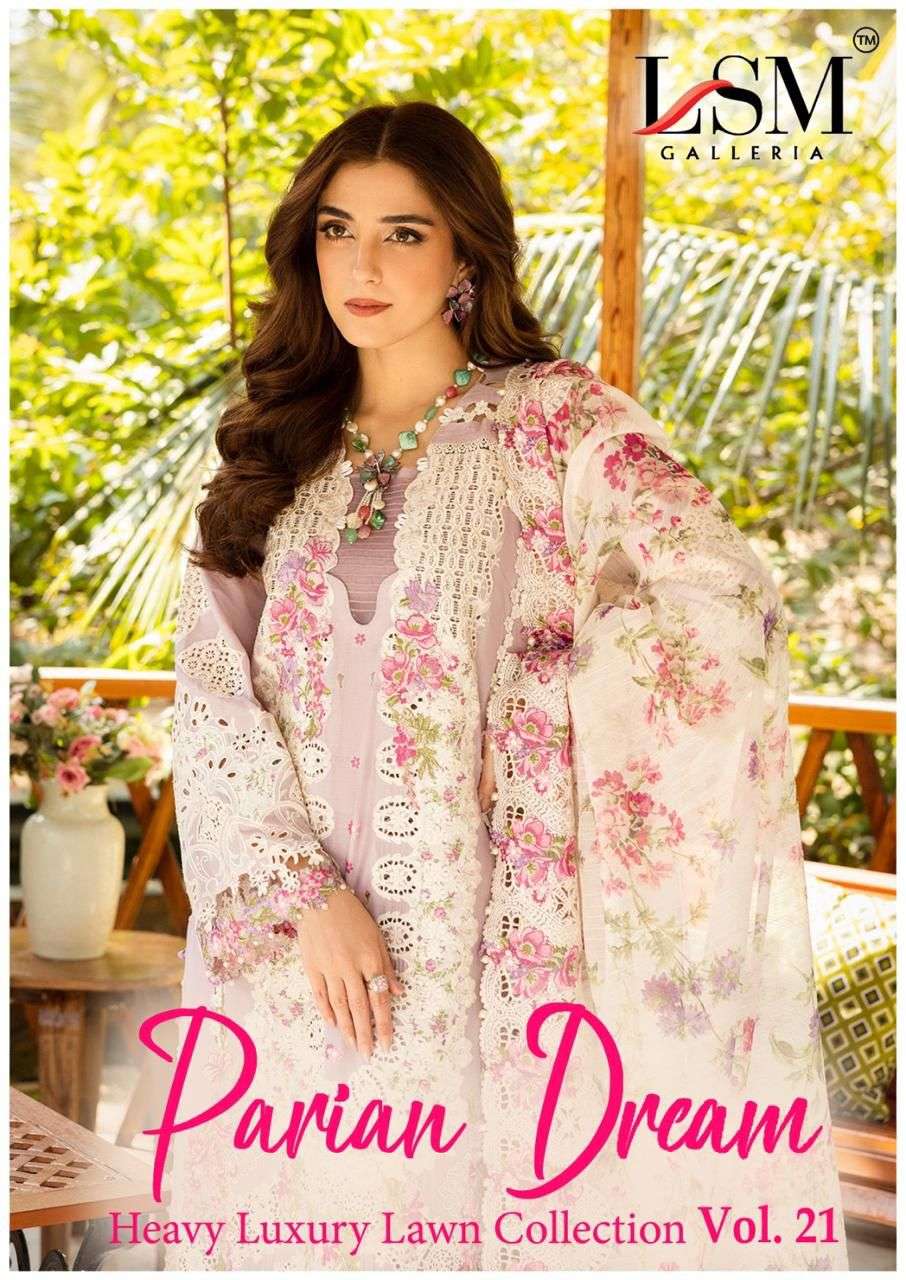LSM PARIAM DREAM VOL-21 HEAVY LUXURY LAWN DRESS MATERIAL AT WHOLESALE PRICE