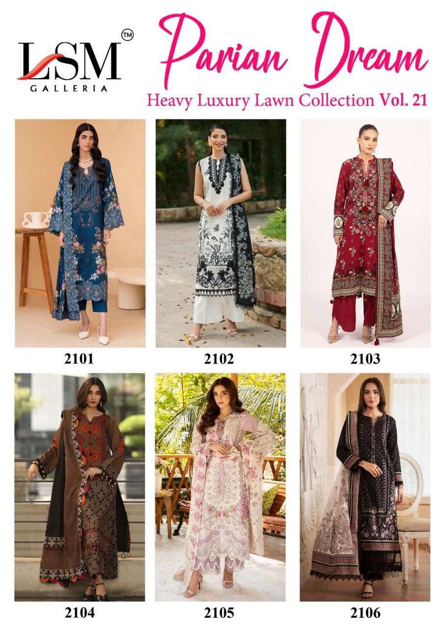 LSM PARIAM DREAM VOL-21 HEAVY LUXURY LAWN DRESS MATERIAL AT WHOLESALE PRICE