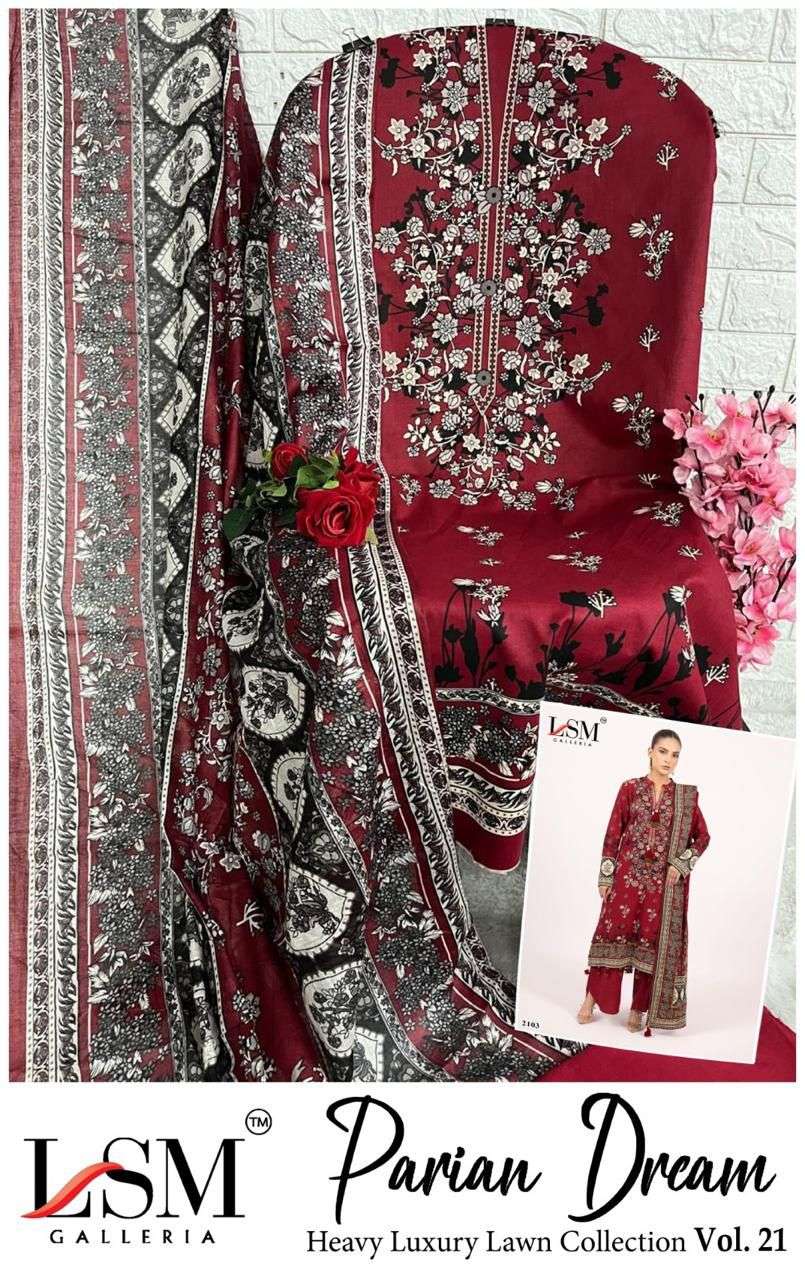 LSM PARIAM DREAM VOL-21 HEAVY LUXURY LAWN DRESS MATERIAL AT WHOLESALE PRICE