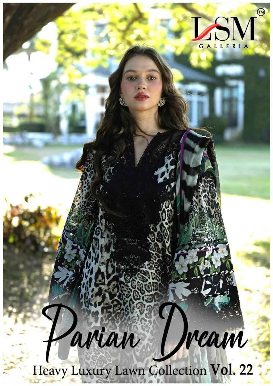 LSM PARIAM DREAM VOL-22 HEAVY LUXURY LAWN DRESS MATERIAL AT WHOLESALE PRICE