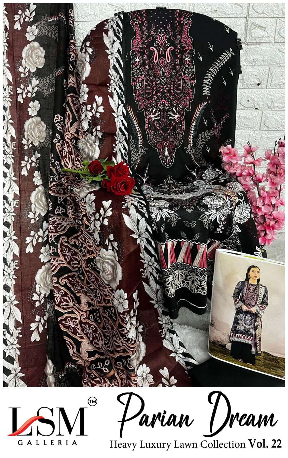 LSM PARIAM DREAM VOL-22 HEAVY LUXURY LAWN DRESS MATERIAL AT WHOLESALE PRICE