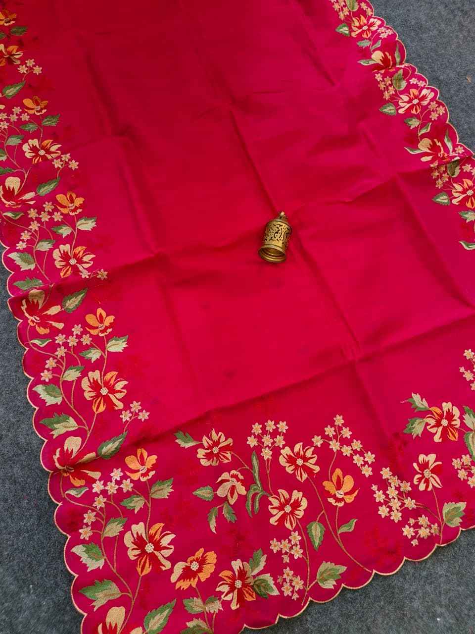 MATKA SILK FLORAL EMBROIDERY WORK SAREE 