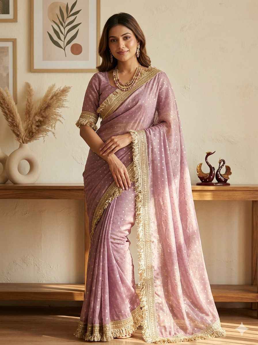 MOSS SILK JACQUARD BUTTI WORK SAREE AT WHOLESALE PRICE