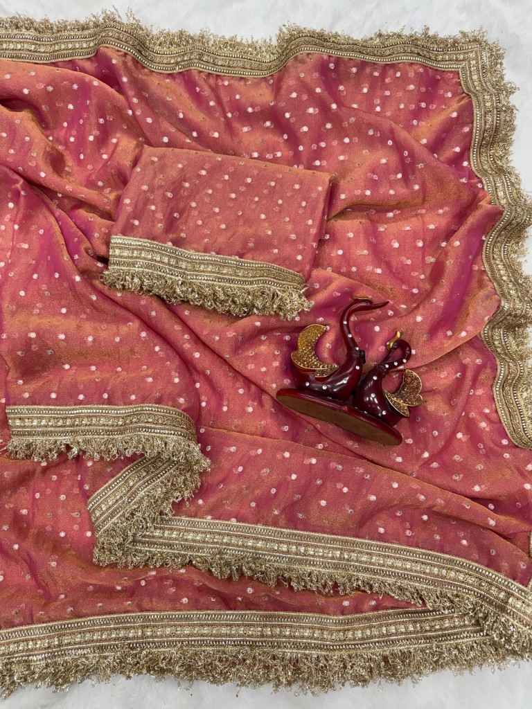MOSS SILK JACQUARD BUTTI WORK SAREE AT WHOLESALE PRICE