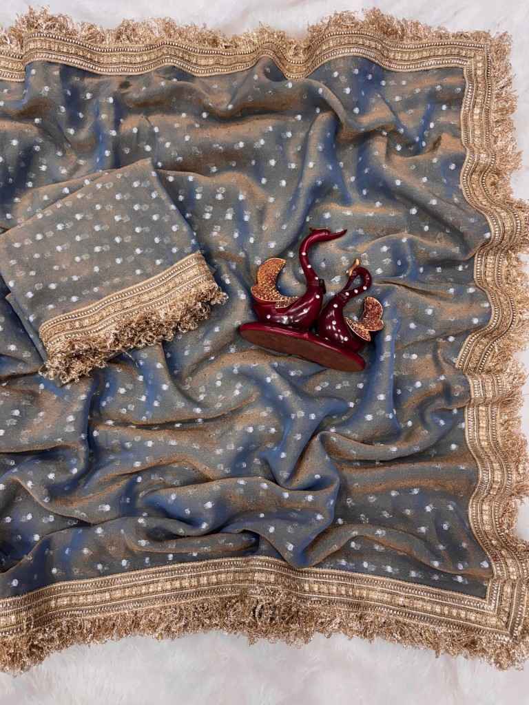 MOSS SILK JACQUARD BUTTI WORK SAREE AT WHOLESALE PRICE