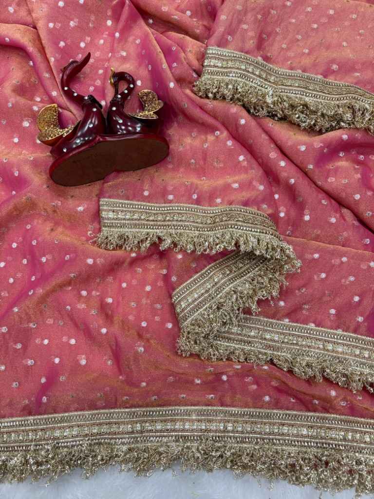 MOSS SILK JACQUARD BUTTI WORK SAREE AT WHOLESALE PRICE