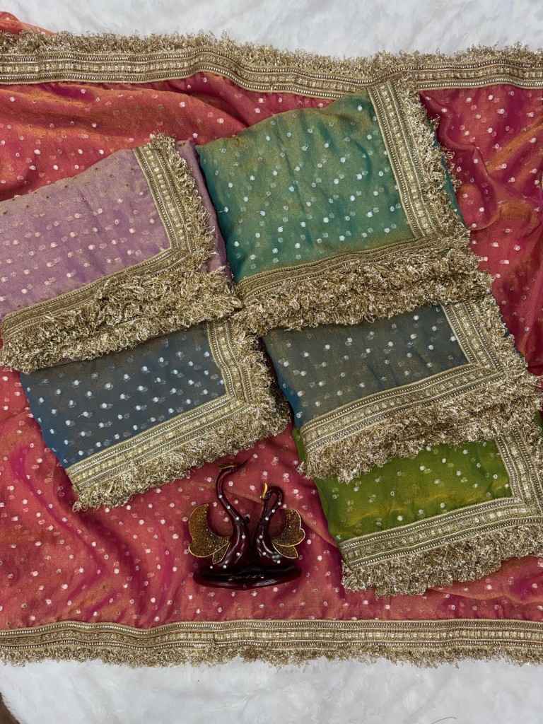 MOSS SILK JACQUARD BUTTI WORK SAREE AT WHOLESALE PRICE