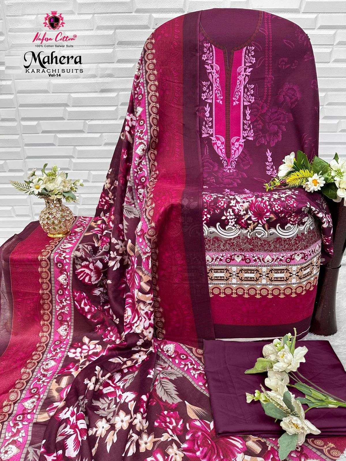 NAFISA MAHERA VOL-14 KARACHI COTTON PAKISTANI DRESS MATERIAL AT WHOLESALE PRICE