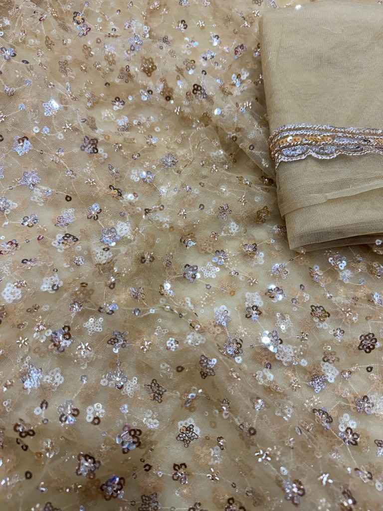 SOFT NET SEQUENCE AND BEADS EMBRODERY WORK SAREE AT WHOLESALE PRICE