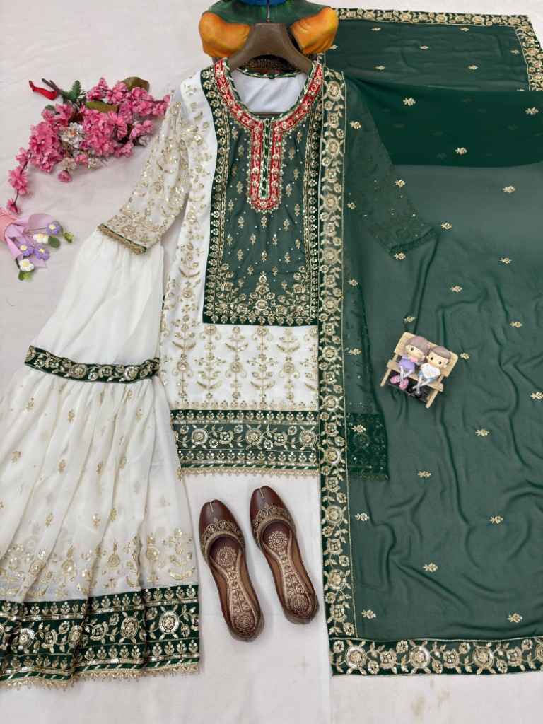 FUAX GEORGETTE SEQUINS EMBROIDERY PEARL MOTI WORK PAKISTANI READYMADE SUIT AT WHOLESALE PRICE