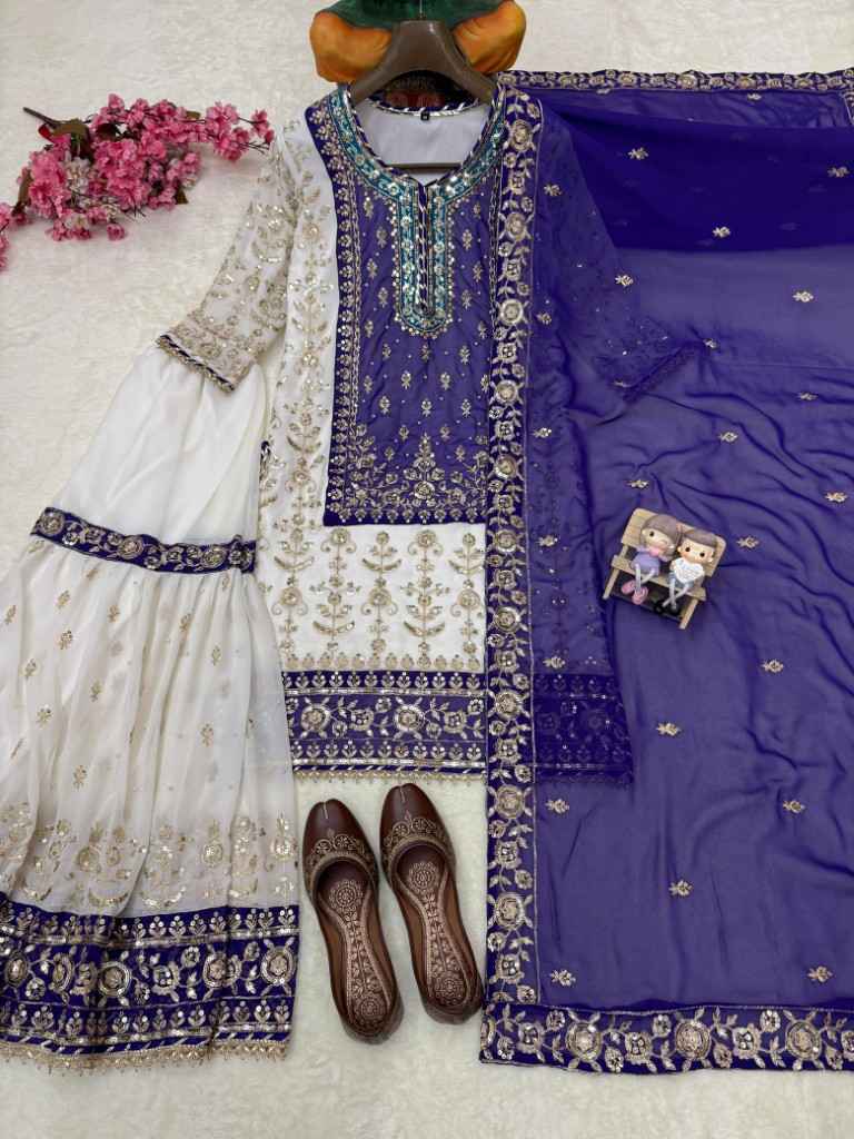 FUAX GEORGETTE SEQUINS EMBROIDERY PEARL MOTI WORK PAKISTANI READYMADE SUIT AT WHOLESALE PRICE