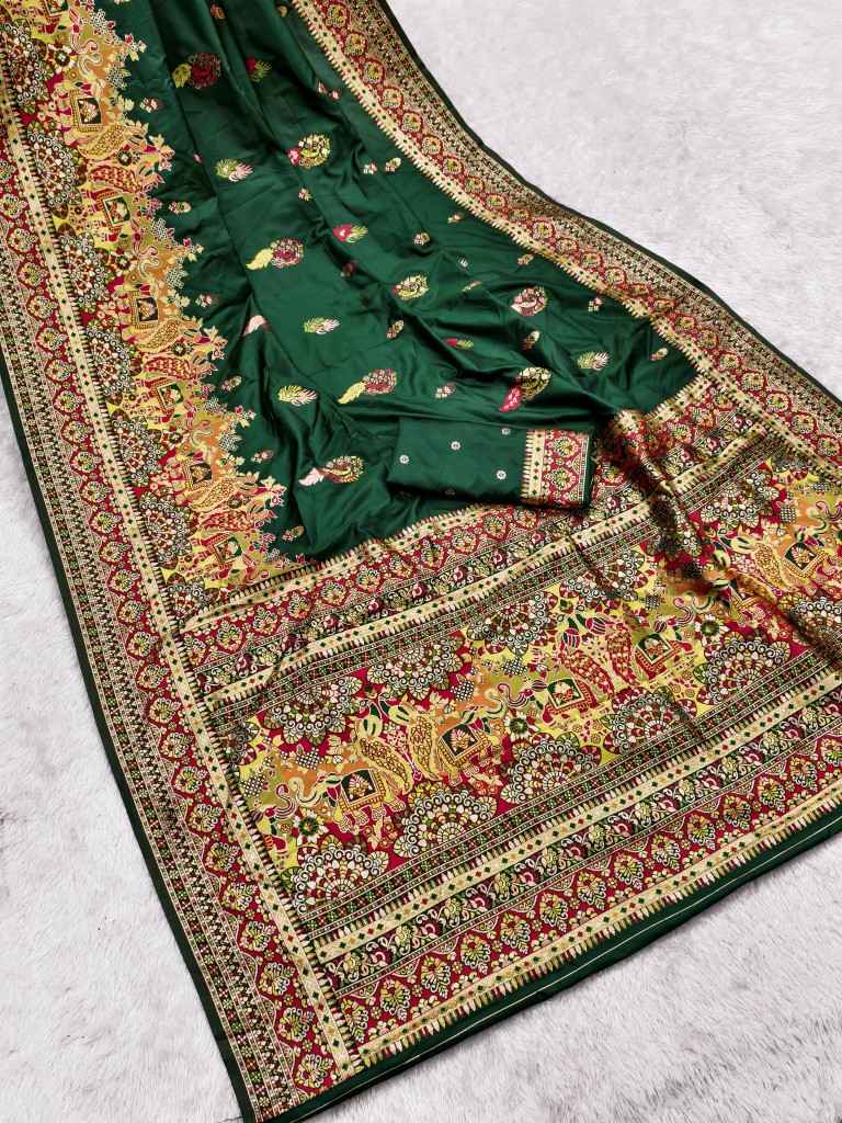 PASHMINA SILK MULTICOLOR PAISLEY BORDER SAREE 1 AT WHOLESALE PRICE