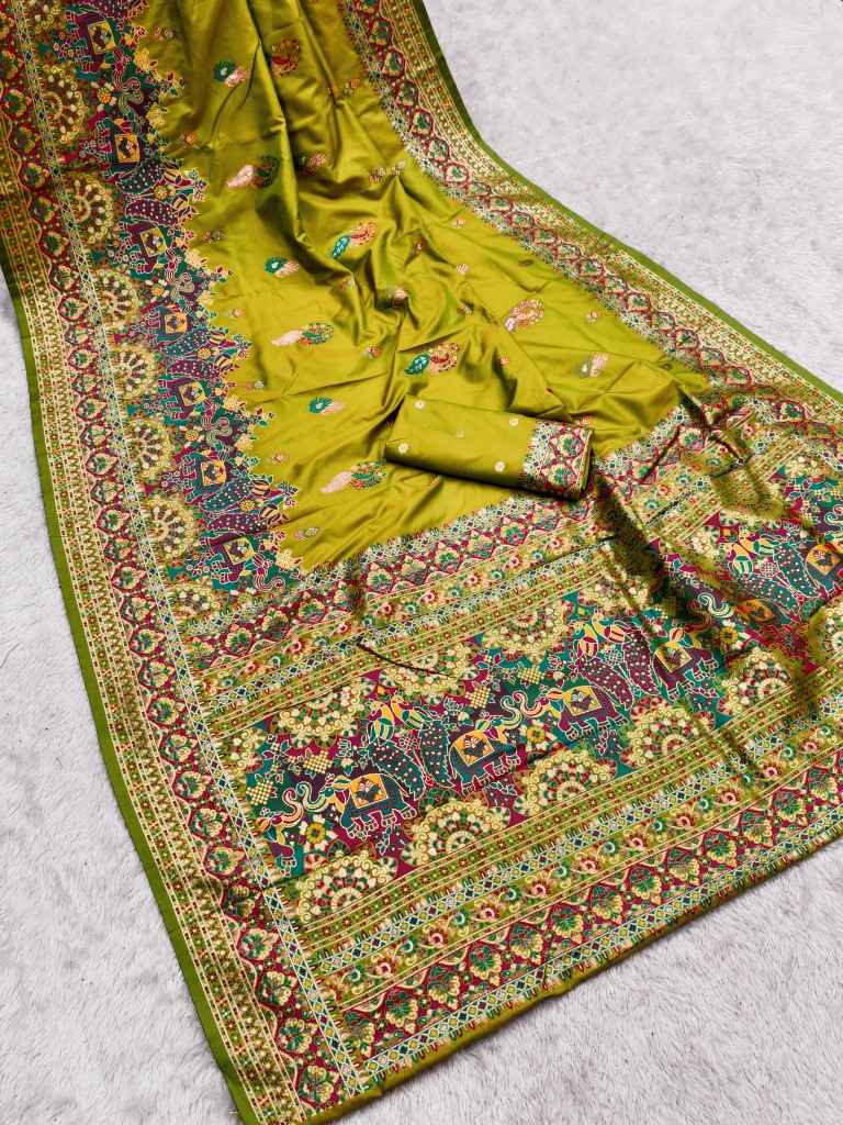 PASHMINA SILK MULTICOLOR PAISLEY BORDER SAREE 1 AT WHOLESALE PRICE