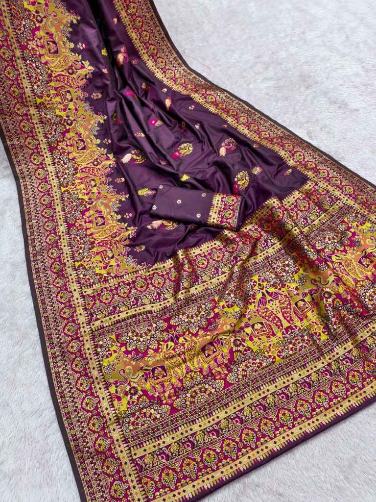 PASHMINA SILK MULTICOLOR PAISLEY BORDER SAREE 1 AT WHOLESALE PRICE