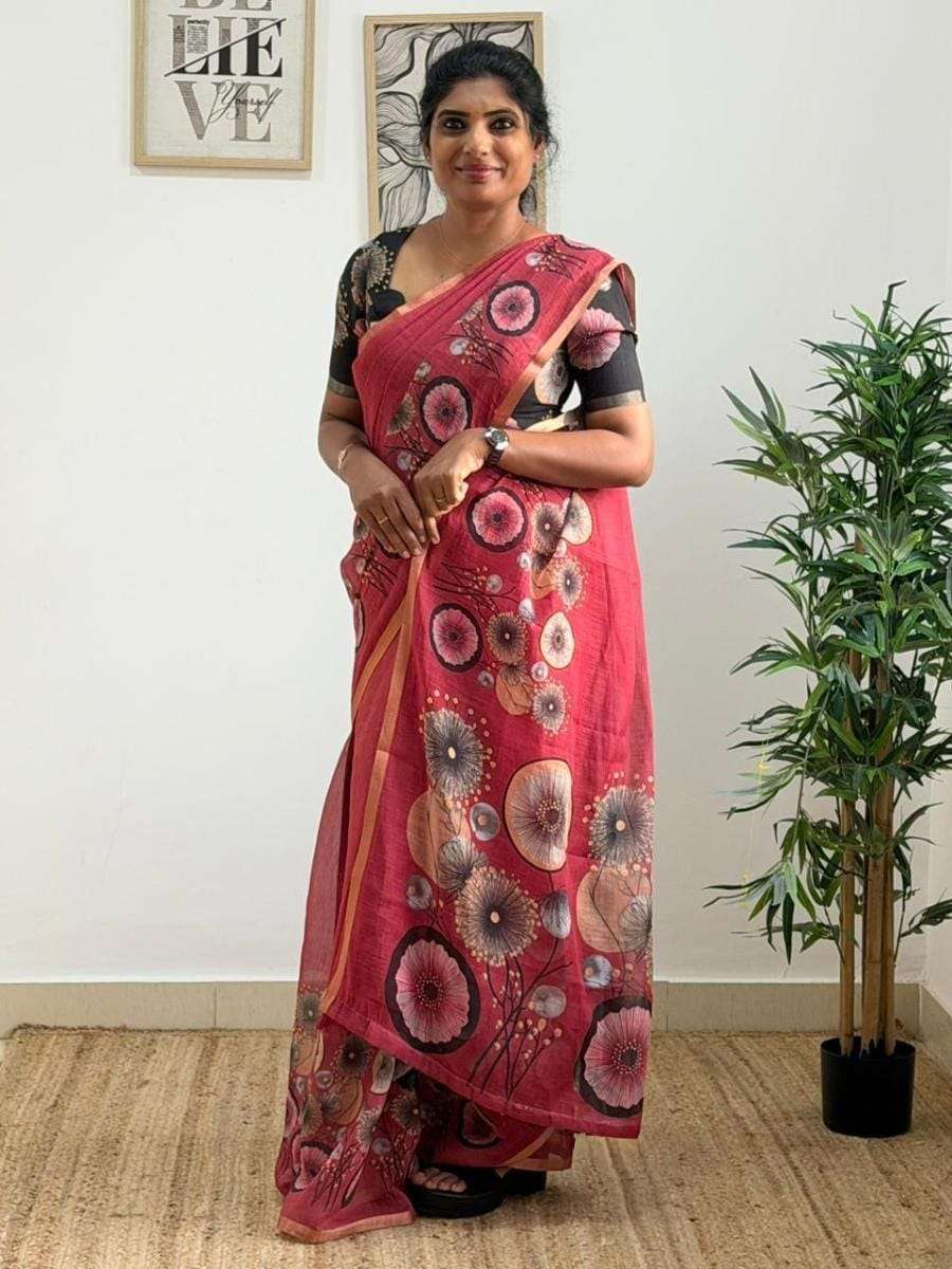 PLAIN LINEN DIGITAL PRINTED SAREE CODE MG638AT WHOLESALE PRICE