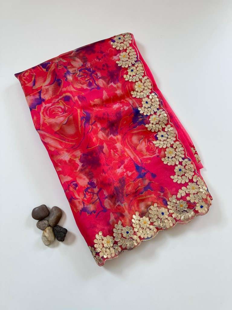 PREMIUM ORGANZA HAND GOTA WORK SAREE AT WHOLESALE PRICE