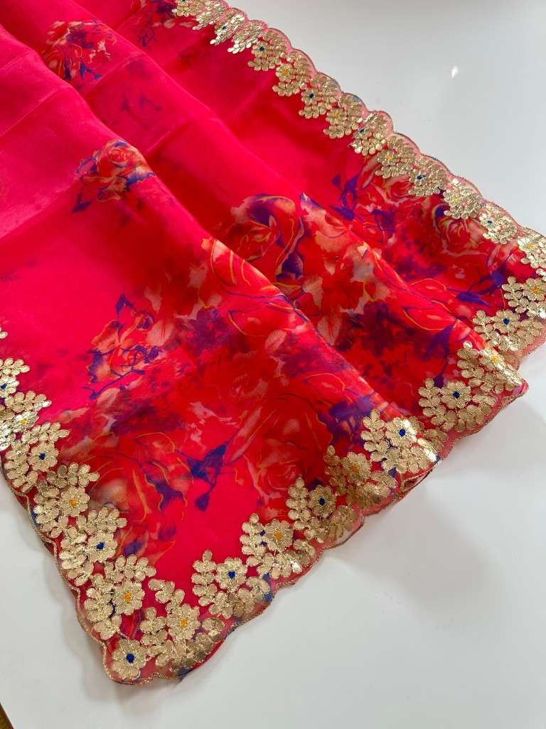 PREMIUM ORGANZA HAND GOTA WORK SAREE AT WHOLESALE PRICE
