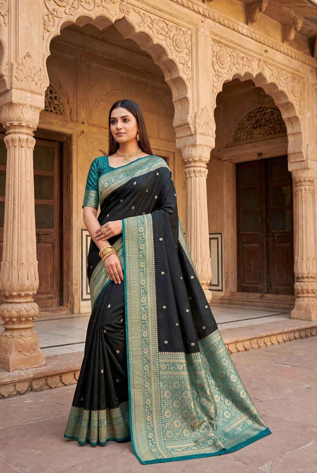 PREMIUM SOFT BANARASI SILK ELEGANT GOLD ZARI WEAVING SAREE AT WHOLESALE PRICE