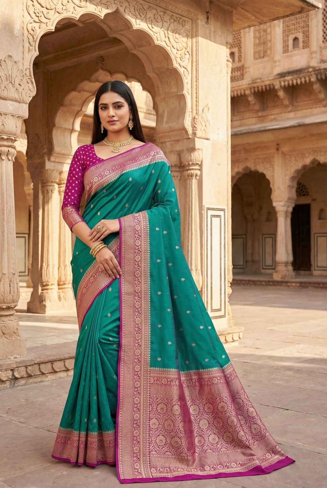 PREMIUM SOFT BANARASI SILK ELEGANT GOLD ZARI WEAVING SAREE AT WHOLESALE PRICE