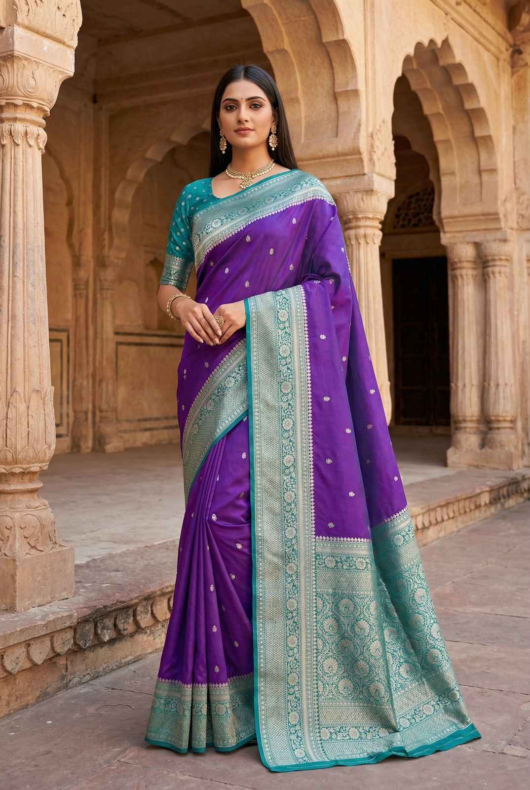 PREMIUM SOFT BANARASI SILK ELEGANT GOLD ZARI WEAVING SAREE AT WHOLESALE PRICE