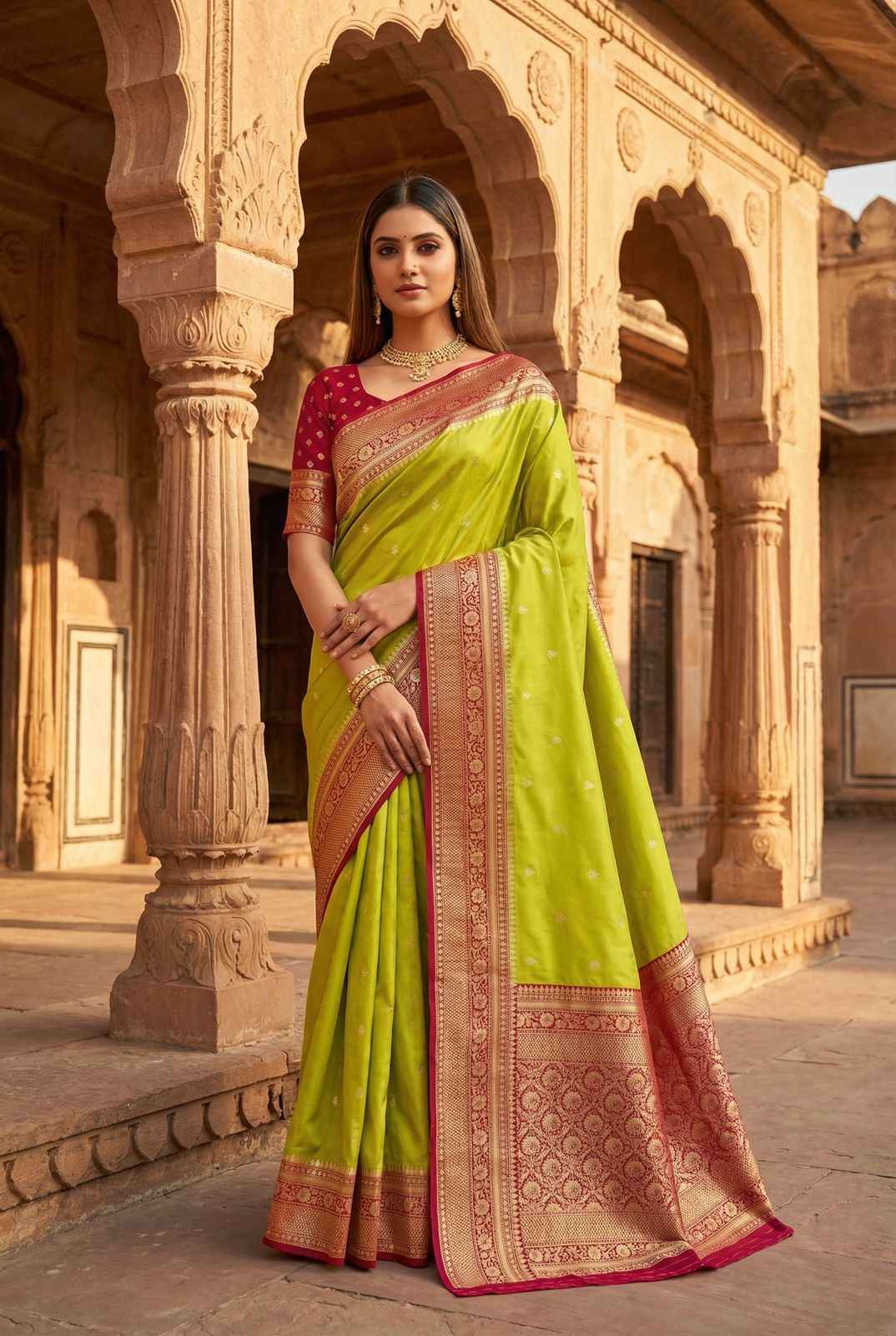 PREMIUM SOFT BANARASI SILK ELEGANT GOLD ZARI WEAVING SAREE AT WHOLESALE PRICE