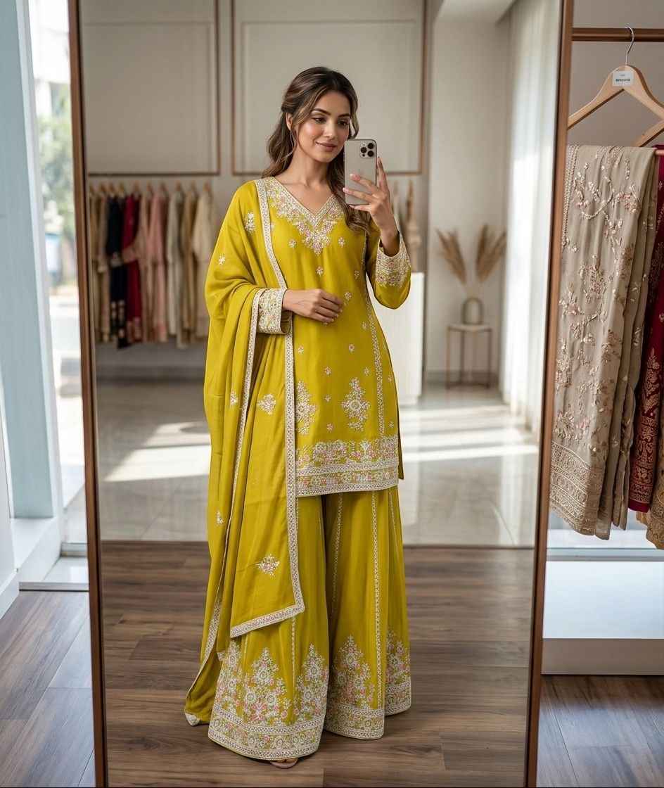 PURE CHINON SILK EMBROIDERY SEQUENCE WORK READYMADE SUIT AT WHOLESALE PRICE