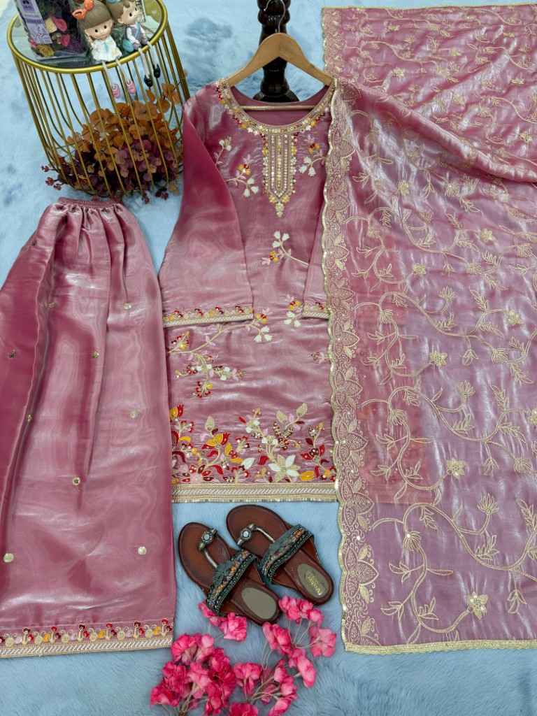PURE GMY SILK EMBROIDERY WORK DESIGNER READYMADE SUIT AT WHOLESALE PRICE