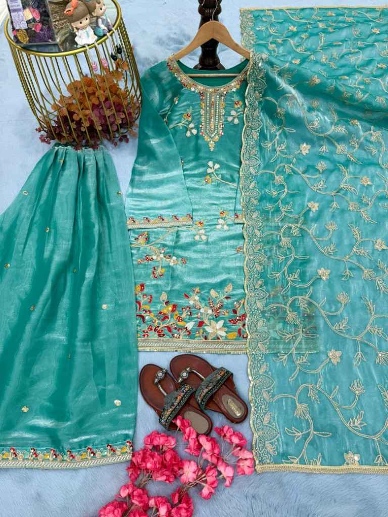 PURE GMY SILK EMBROIDERY WORK DESIGNER READYMADE SUIT AT WHOLESALE PRICE