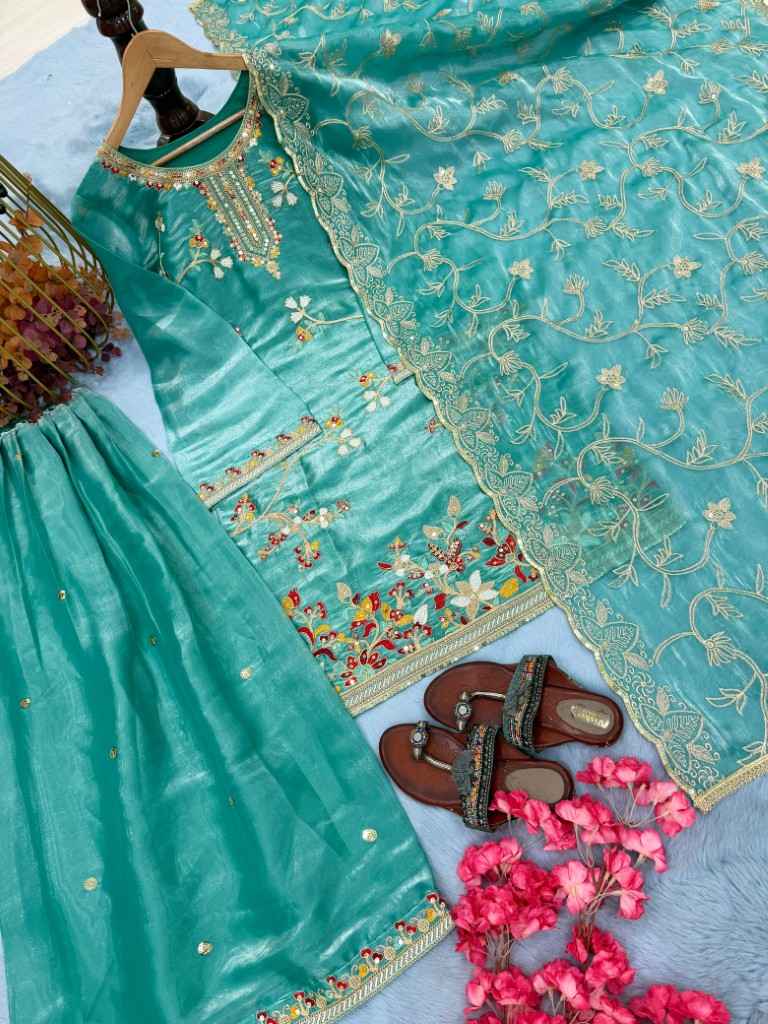 PURE GMY SILK EMBROIDERY WORK DESIGNER READYMADE SUIT AT WHOLESALE PRICE