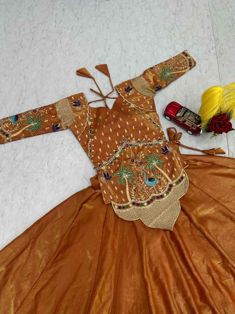 PURE SILK SATIN HEAVY EMBROIDERY THREAD SEQUENCE WORK LEHENGA CHOLI AT WHOLESALE PRICE