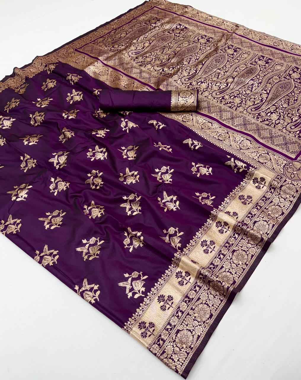 PURE SOFT BANARASI SILK ZARI WEAVING SAREE AT WHOLESALE PRICE