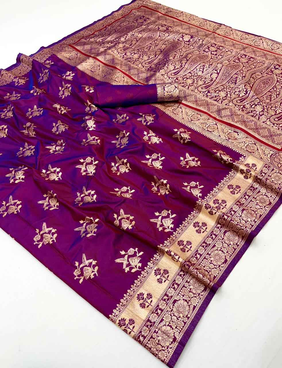 PURE SOFT BANARASI SILK ZARI WEAVING SAREE AT WHOLESALE PRICE