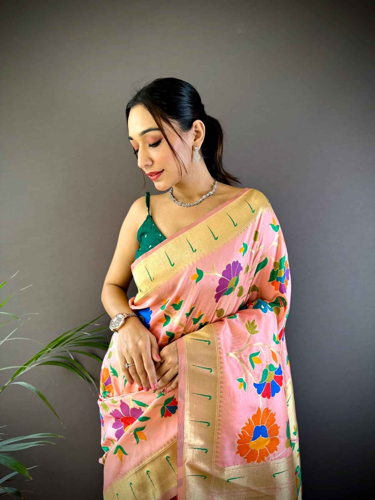 PURE SOFT BANARSI SILK MINAKARI JARI WEAVING PAITHANI SAREE AT WHOLESALE PRICE