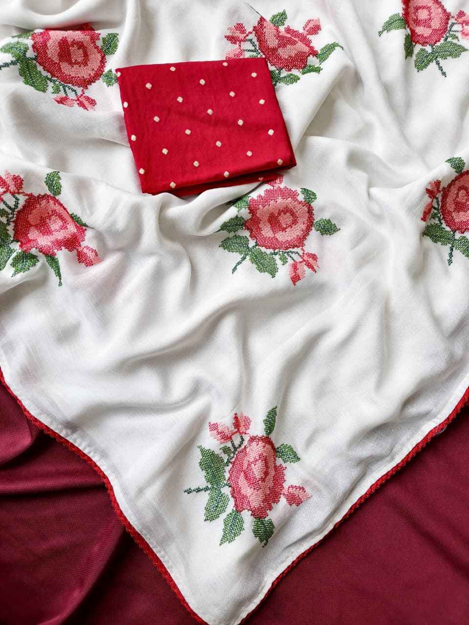 PURE SOFT CHIFFON FLOWERS EMBROIDED SAREE AT WHOLESALE PRICE