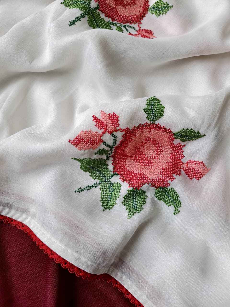 PURE SOFT CHIFFON FLOWERS EMBROIDED SAREE AT WHOLESALE PRICE