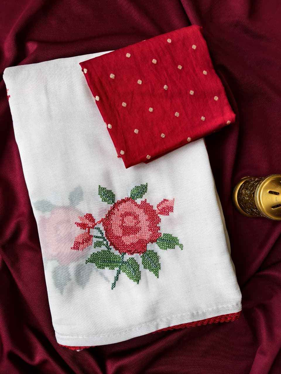 PURE SOFT CHIFFON FLOWERS EMBROIDED SAREE AT WHOLESALE PRICE