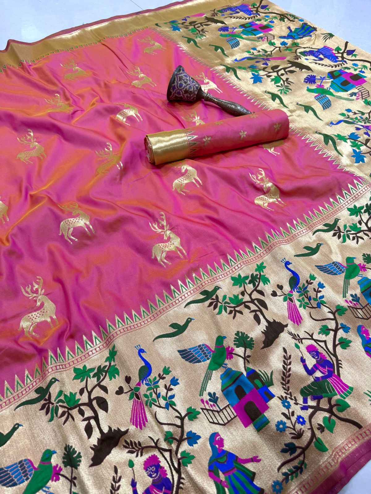 PURE SOFT KANCHIVARAM SILK MINAKARI WEAVING SAREE AT WHOLESALE PRICE