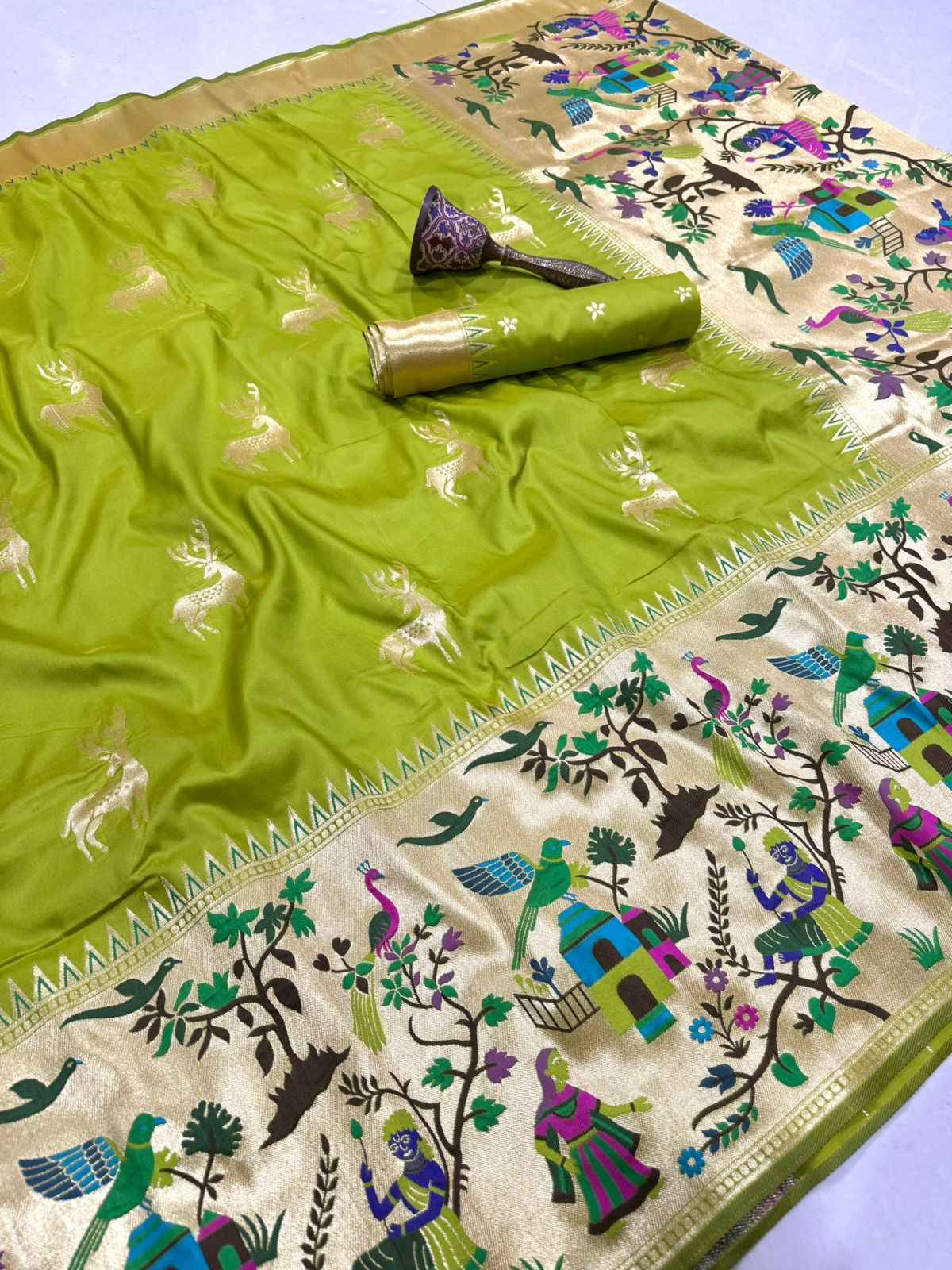 PURE SOFT KANCHIVARAM SILK MINAKARI WEAVING SAREE AT WHOLESALE PRICE