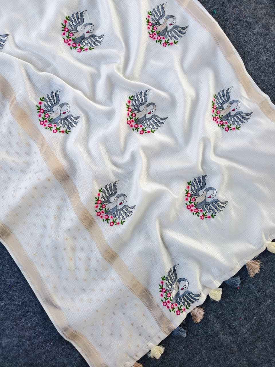 PURE SOFT KOTA DORIYA EMBROIDED MOTTIF SAREE AT WHOLESALE PRICE 