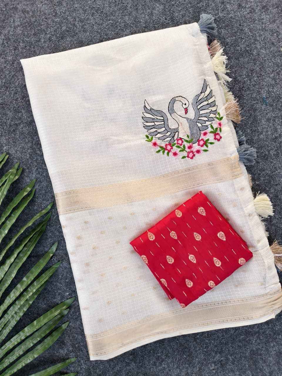 PURE SOFT KOTA DORIYA EMBROIDED MOTTIF SAREE AT WHOLESALE PRICE 