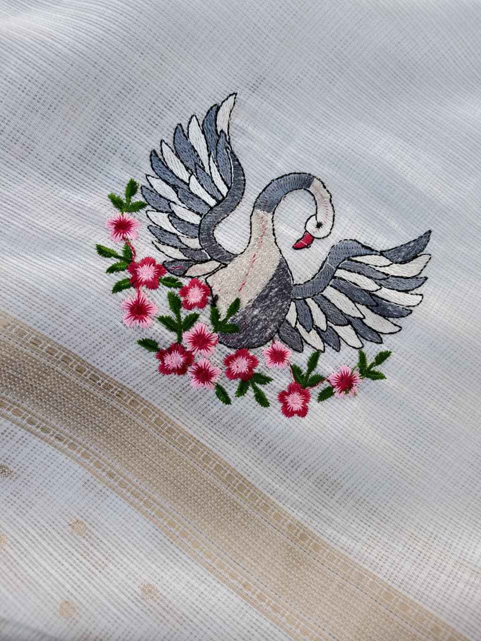 PURE SOFT KOTA DORIYA EMBROIDED MOTTIF SAREE AT WHOLESALE PRICE 