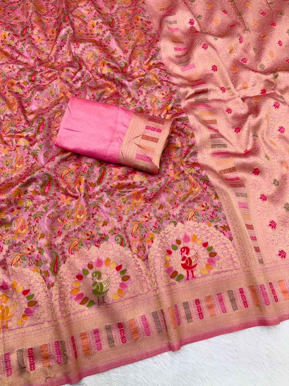 PURE SOFT RAJWADI PASHMINA PAITHANI STYLE SILK WEAVING SAREE 1 AT WHOLESALE PRICE