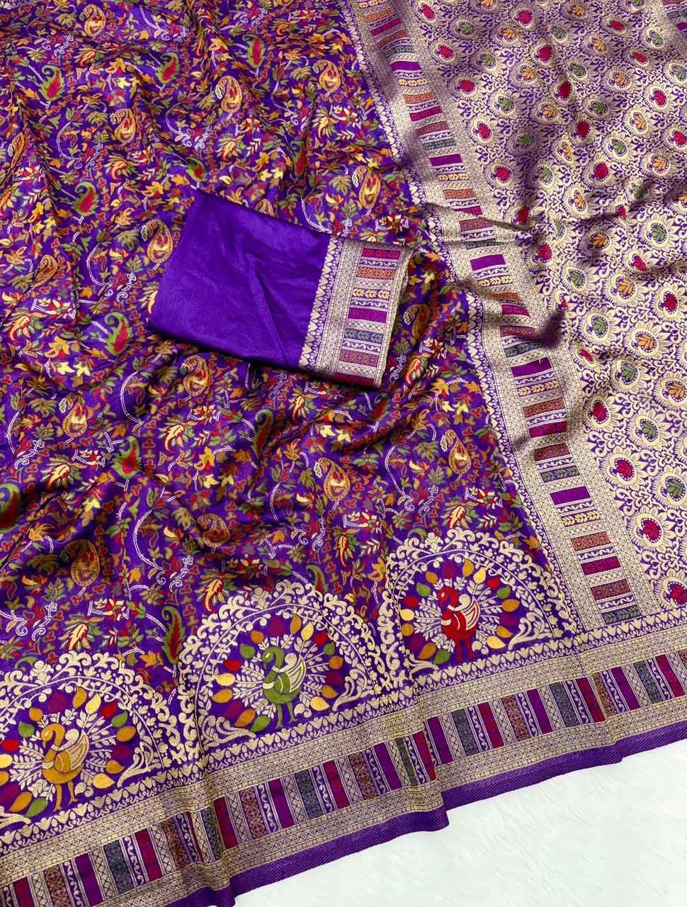 PURE SOFT RAJWADI PASHMINA PAITHANI STYLE SILK WEAVING SAREE 1 AT WHOLESALE PRICE