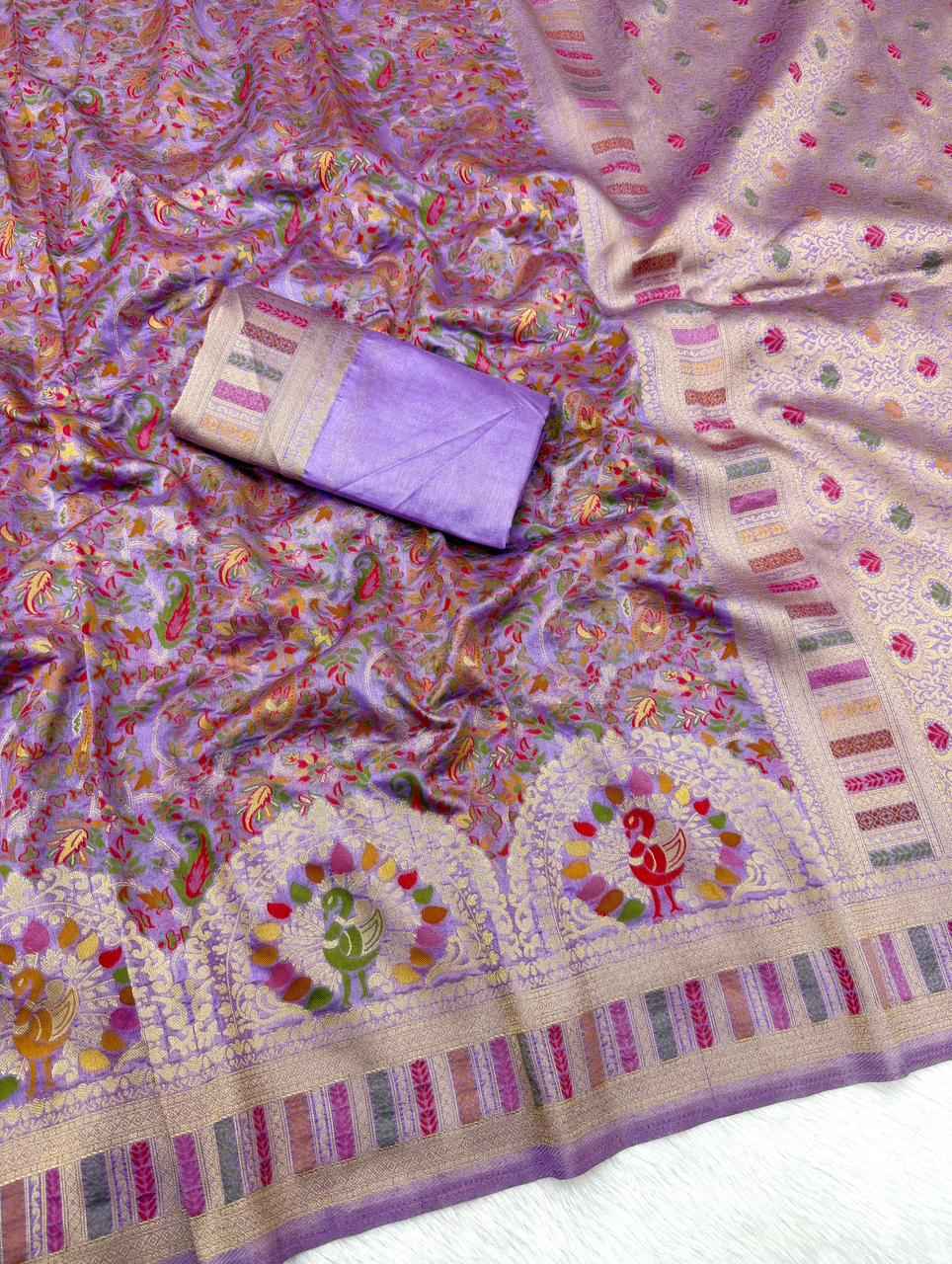 PURE SOFT RAJWADI PASHMINA PAITHANI STYLE SILK WEAVING SAREE 1 AT WHOLESALE PRICE