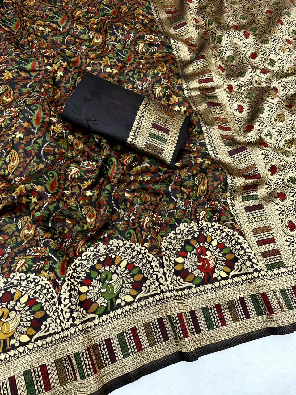 PURE SOFT RAJWADI PASHMINA PAITHANI STYLE SILK WEAVING SAREE 1 AT WHOLESALE PRICE