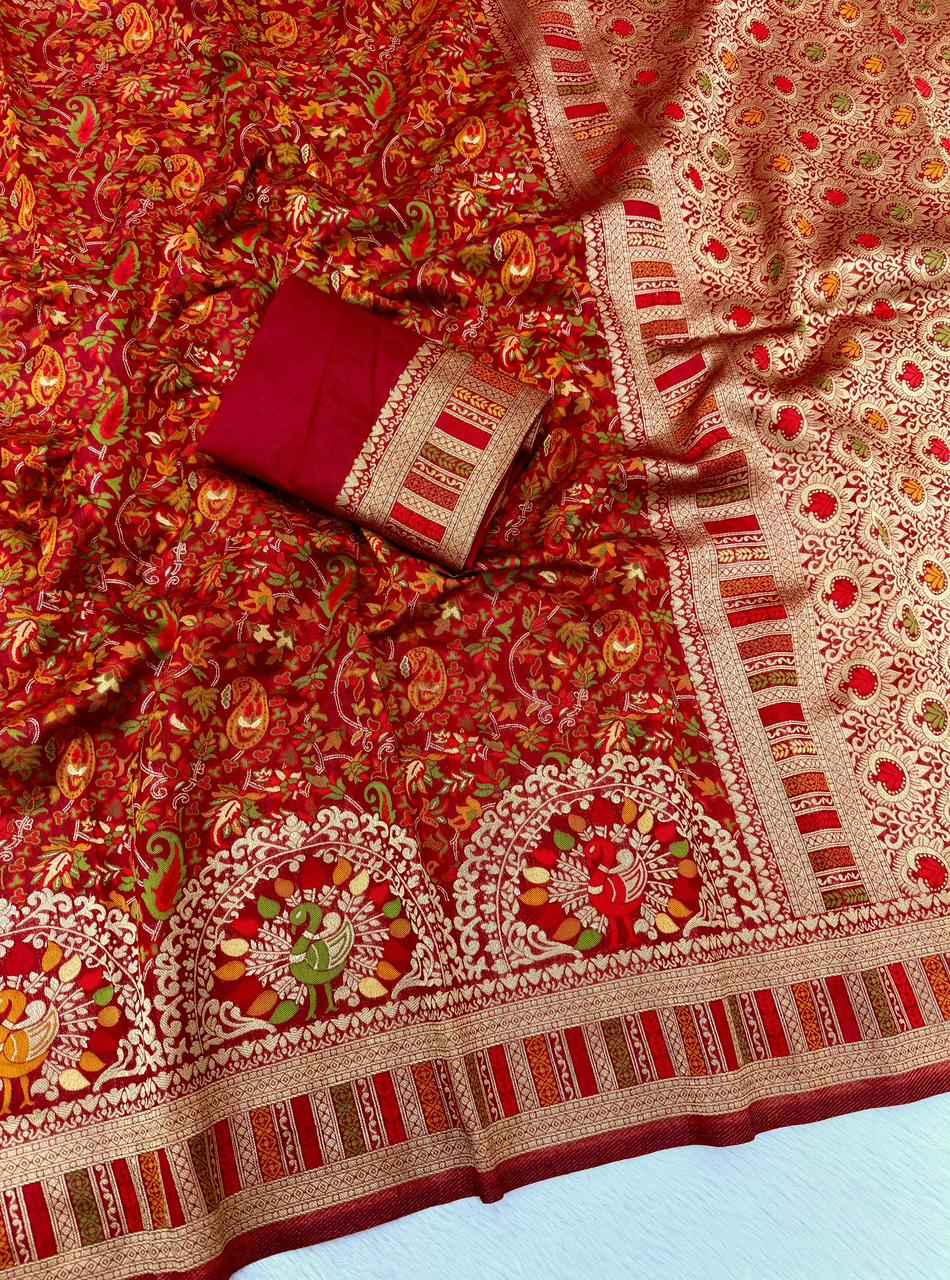 PURE SOFT RAJWADI PASHMINA PAITHANI STYLE SILK WEAVING SAREE 1 AT WHOLESALE PRICE