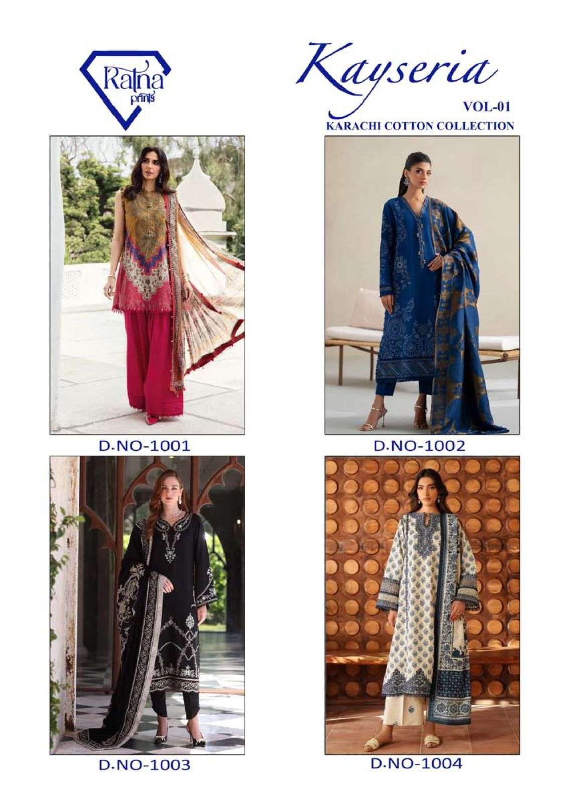 RATNA PRINTS KAYSERIA VOL-1 HEAVY COTTON DRESS MATERIAL AT WHOLESALE PRICE