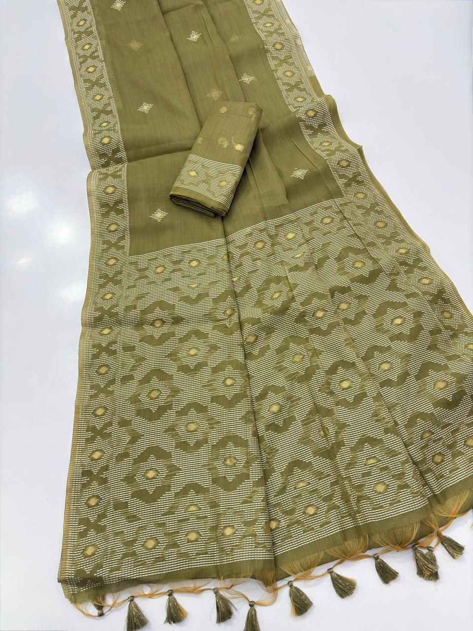 SOFT CHANDERI MUL COTTON JAMDANI SAREE